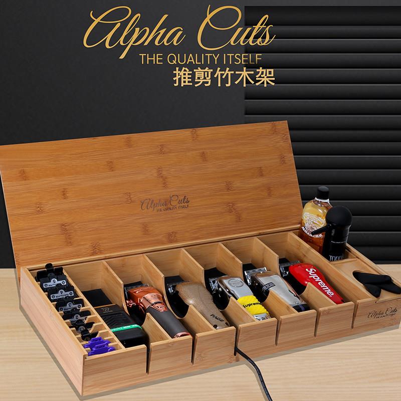 美发工具竹盒大号电推剪收纳成列实木盒发型师工具箱创意LOGO定制图片