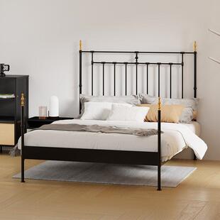 老匠法式铁艺床1.5米床双人轻奢现代简约铁架床加厚加固铁床架1.8