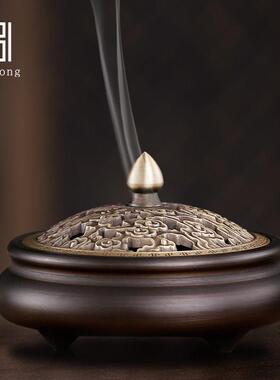 汉颂黄铜香炉家用室内薰香炉彷古檀香炉礼佛沉香香薰炉创意摆件