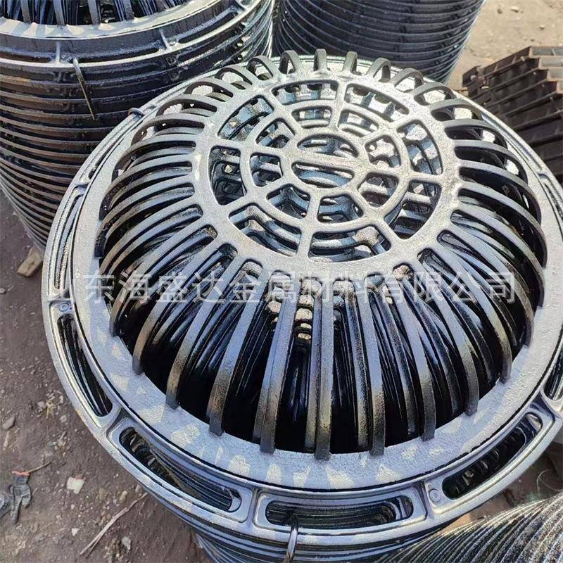 厂家球墨铸铁井盖700*800圆形井盖铸铁篦子方溢流井