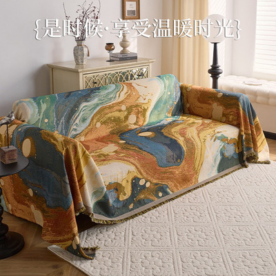 沙发盖布中古风油画风