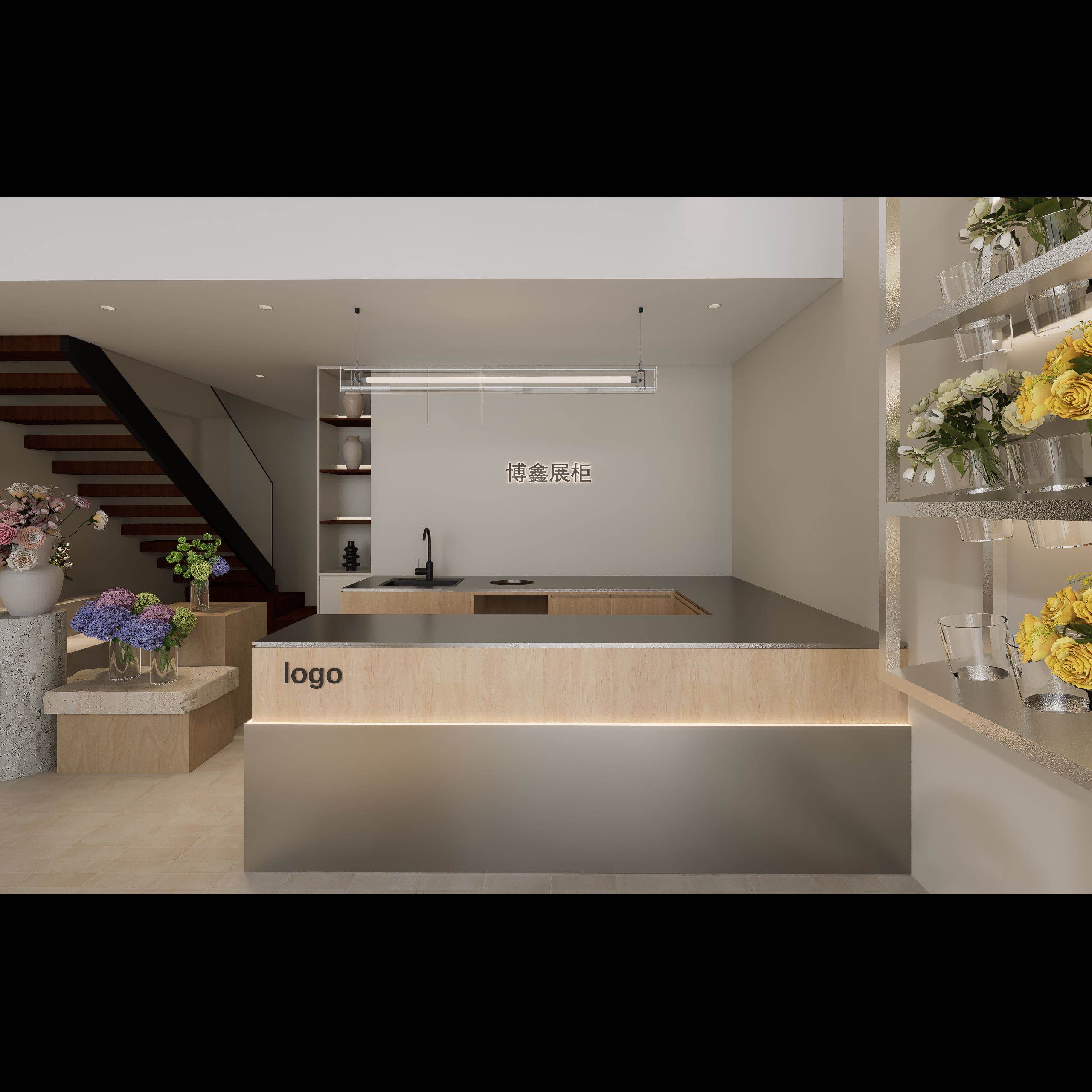 咖啡奶茶店吧台花店操作台包花工作台料理操作台吧台水果果切台