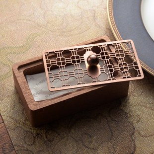 欧顶 镂空中国结木座大容量牙线收纳牙签盒 国潮餐厅会所牙签座