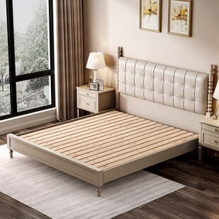 美式床轻奢实木床双人主卧床一米五床储物大床现代简约1米8塔莎床