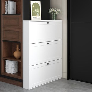 bizoe佰卓12.2cm超薄钢制鞋柜家用门口新爆款室内翻斗落地15.2