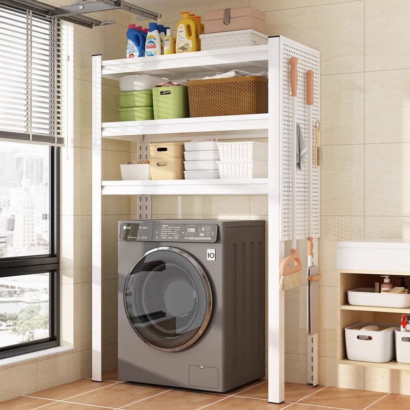 多层置物架洞洞板储物架家用行李箱下空式收纳架阳台带防尘帘货架