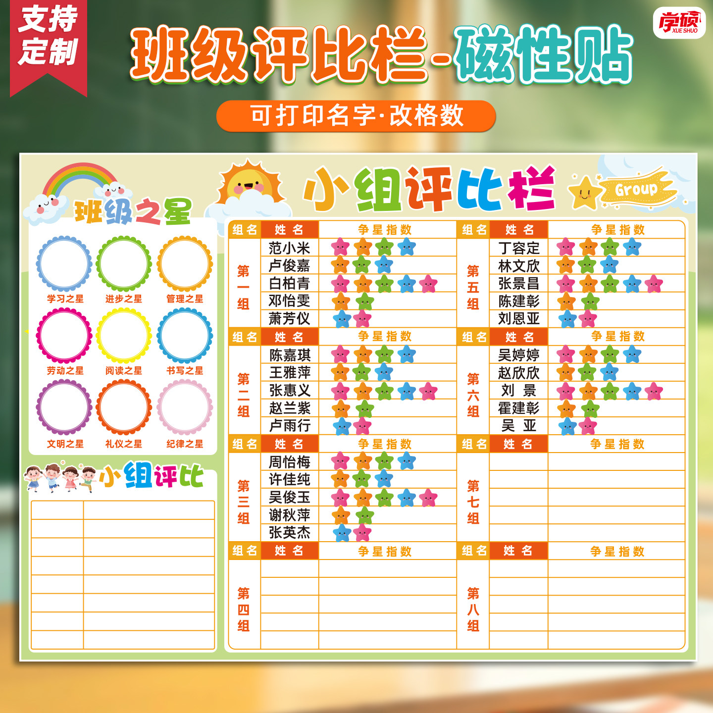 磁吸可擦写评比栏【支持定制】