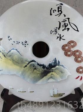 正品天然阿富汗玉20cm玉扣石玉玉璧平扣和安氏 璧玉摆件 大号客厅