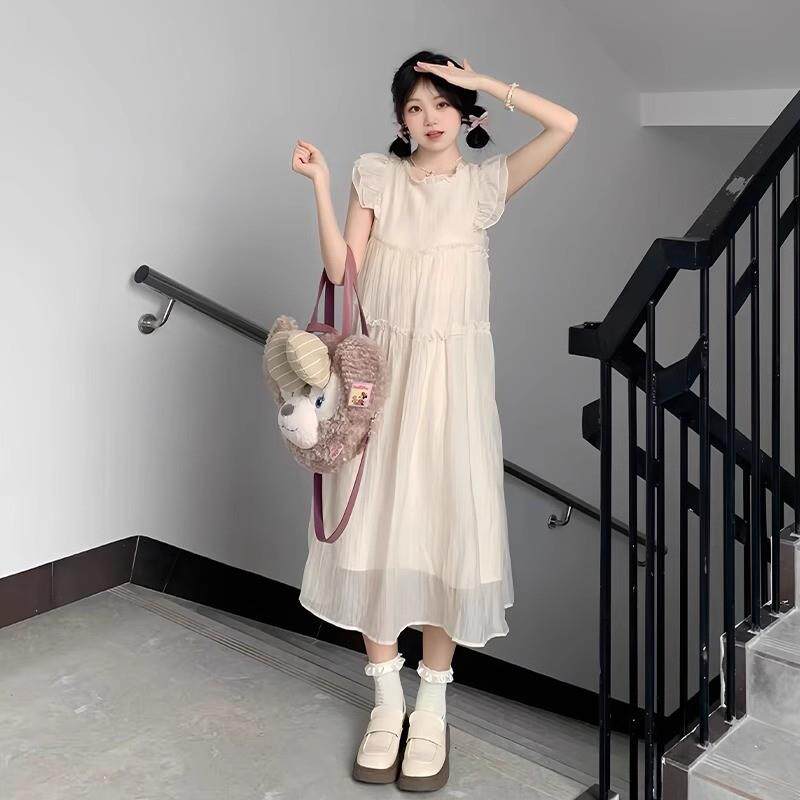 小飞袖白色连衣裙子女夏季绝美奶fufu吊带长裙海边度假沙滩小个子