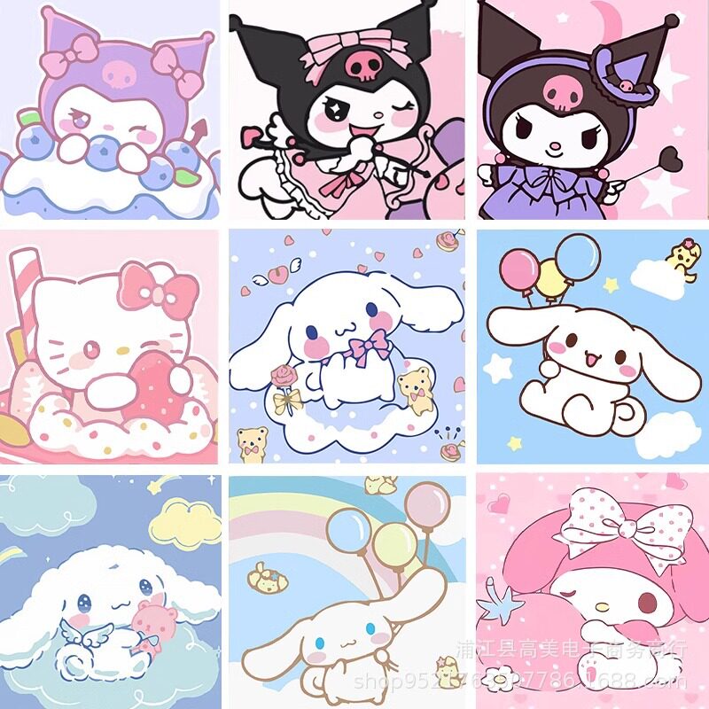 女孩数字油画diy卡通简单手工可爱儿童填色丙烯油彩画小尺寸
