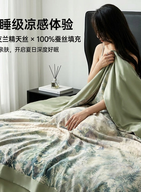 兰精天丝夏凉被四件套蚕丝夏被四件套床单款床笠款可机洗水洗被子