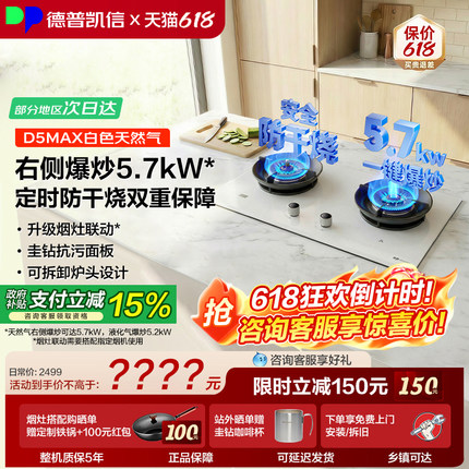 德普凯信德普燃气灶D5MAX台嵌两用定时防干烧煤气灶5.7kW一键爆炒