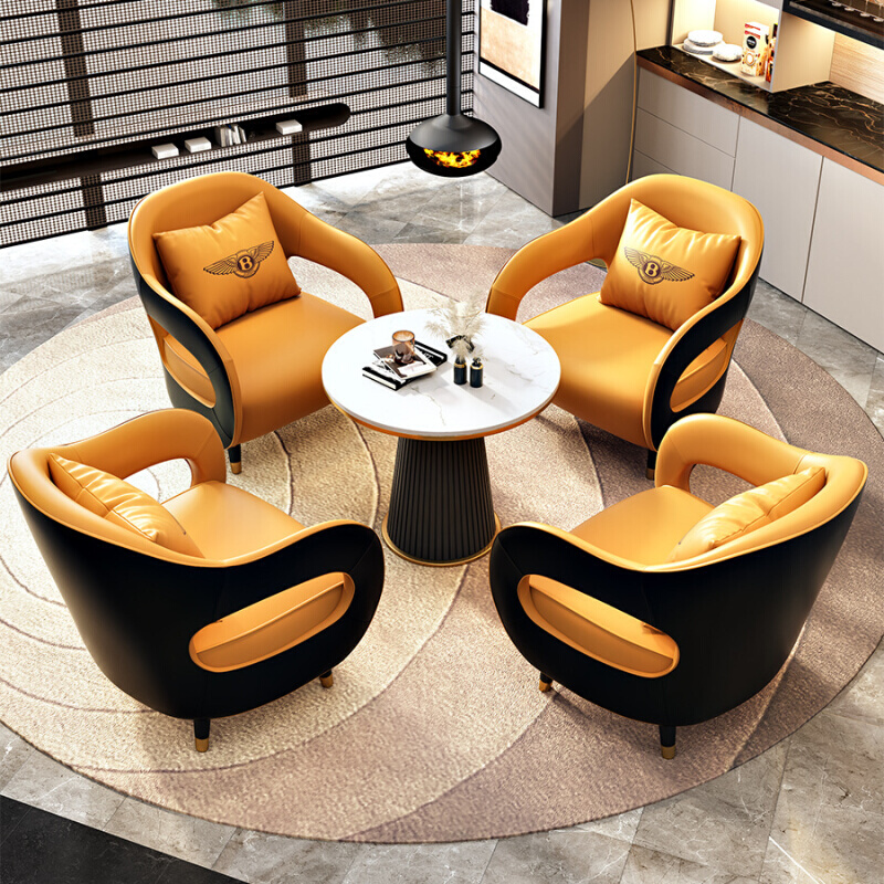 北欧单人沙发椅酒店售楼处会客区休闲沙发桌椅组合小户型洽谈沙发