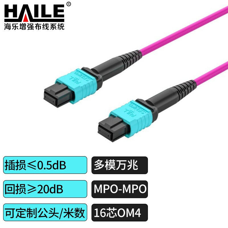 光纤跳线MPO-MPO万兆多模16芯 OM4 400G模块用跳纤