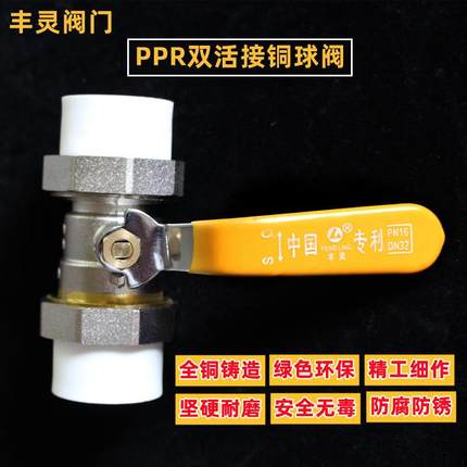 双活接全铜球阀ppr水管开关接头焊接热熔4分206分25阀门球阀