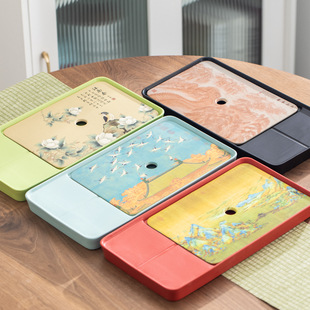 创意国潮陶瓷高档小茶盘干泡盘蓄水茶台围炉煮茶搭配用具壶承茶具