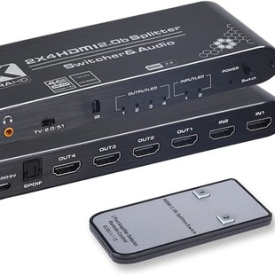 2进4出HDMI2.0切换器分配器2X4音频分离HDCP2.3 60HZ带Scalar