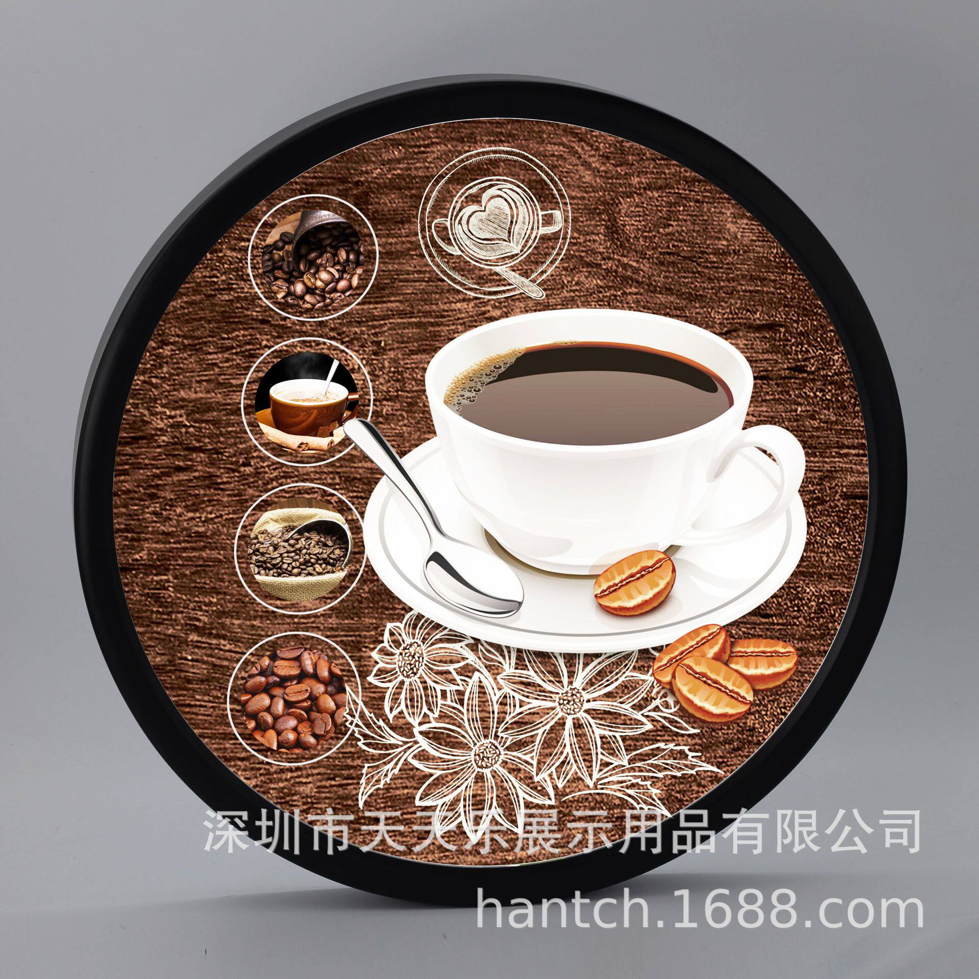 创意玄关发光装饰画竹木圆形发光画框简易便宜金属圆型灯箱