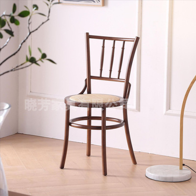中古家用vintag实木复古靠背餐椅索耐特378号椅子简约藤编咖啡椅