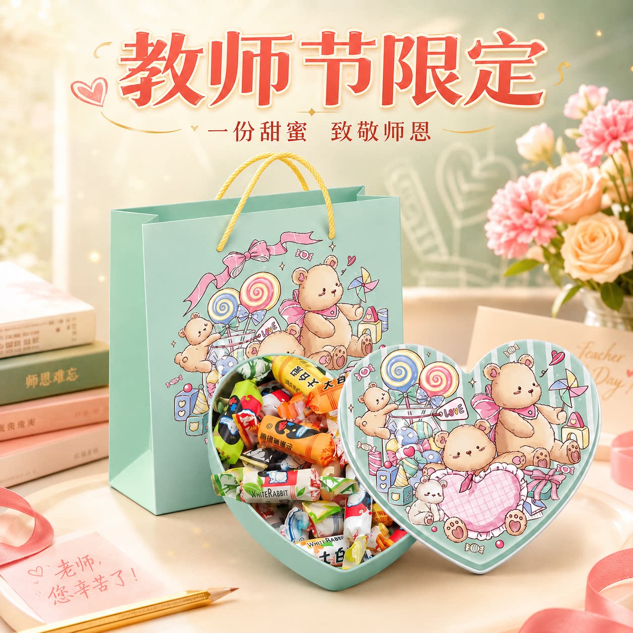 【教师节礼物】上海特产大白兔奶糖果零食送老师实用礼盒混合口味