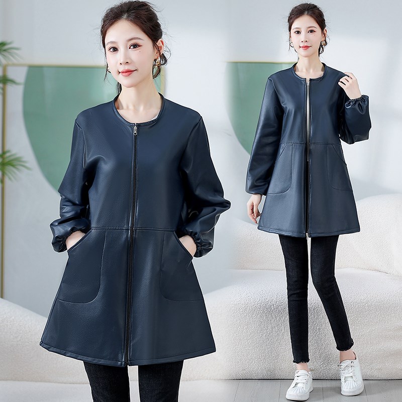 秋冬女士罩衣免洗皮护衣厨房围裙防水F防油外套大人时尚工作服热