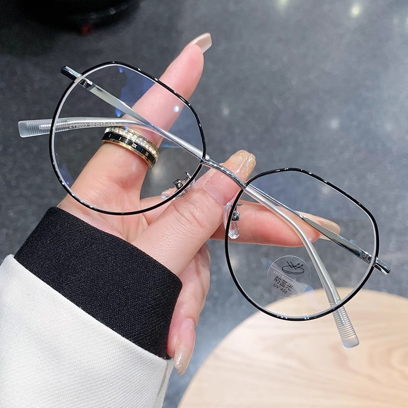近视眼镜框女金丝边可配度数z金属细框装饰眼镜镜片椭圆框防热卖