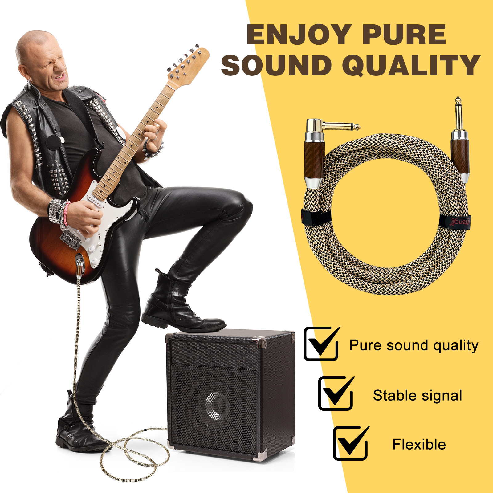 吉他连接线鸣风降噪演出电子鼓电吹管电箱琴贝司木吉他音箱6.35线