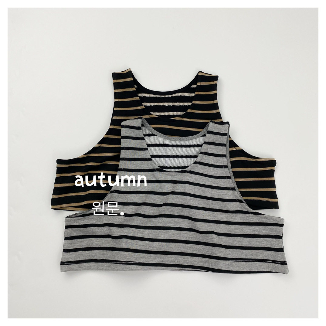 儿童条纹马甲秋季新款韩版工字型背心男女童休闲百搭套头坎肩外搭