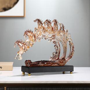 马到成功摆件高级感客厅招财电视柜酒柜装饰品办公室乔迁开 业礼