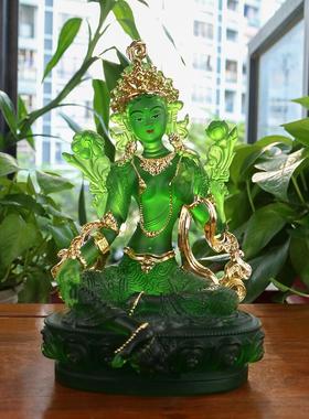 禅悦佛艺古法琉璃贴金绿度母佛像彩绘观音菩萨礼佛家居摆件多尺寸