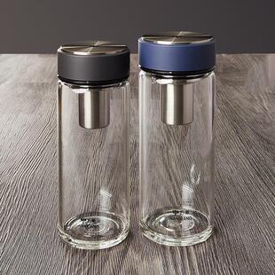 新款万象玻璃杯单层加厚男士大容量可携式过滤泡茶杯家用喝水杯子