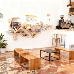 创意树形书架装饰置物架儿童树杈墙上壁挂隔板创意书柜落地展示架