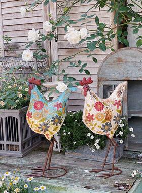 促销铁公鸡饰品覆古心疼锈效果立体花园杂货特别装饰饰品