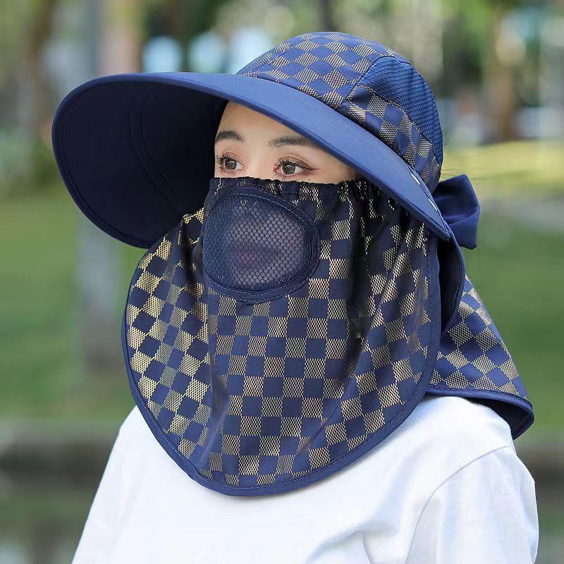 遮阳帽夏季防晒面罩防紫外线透气护脸装备摩托电动车骑行户外男女