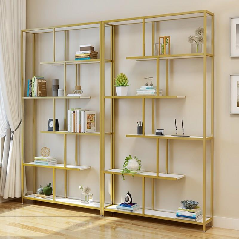 置物铁艺展示书架落地隔断夹缝小架客厅多层收纳金色靠墙储物架