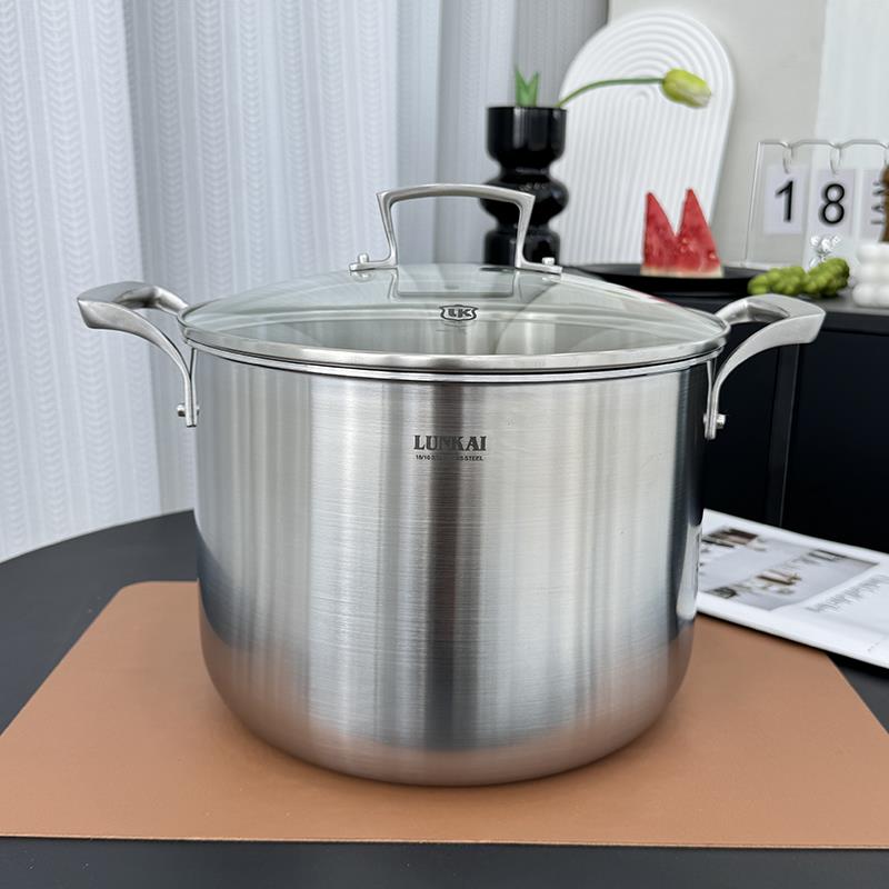 伦凯26深汤锅304不锈钢蒸锅家用炖锅煮锅 加厚炖肉燃气电磁炉通用