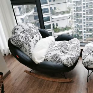 真皮懒人沙发摇椅蛋壳摇摇椅单人休闲可躺阳台沙发躺椅懒人窝窝椅