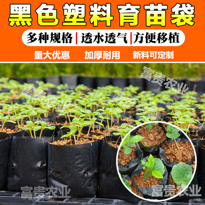 育苗袋咖啡槟榔黑色塑料育苗袋一次性百香果树苗瓜果营养袋种植袋