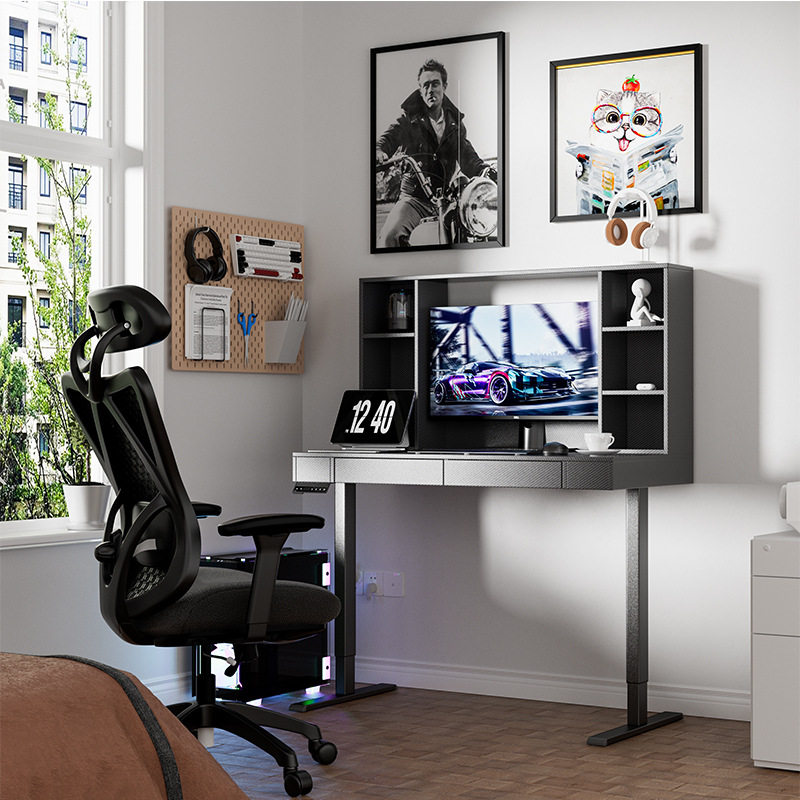 智能电动升降桌 电脑桌工作台 家用卧室书桌碳纤维升降桌子带书架,模玩/动漫/周边/娃圈三坑/桌游,文化/体育周边,淘宝优惠券,粉丝福利购,淘宝优惠卷