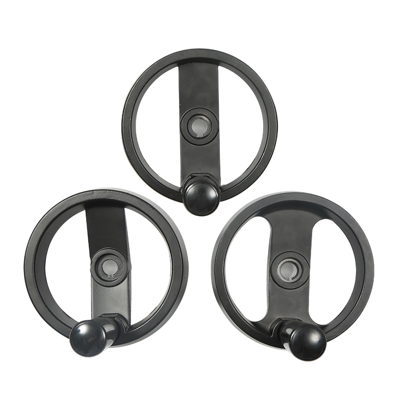 铝合金手轮黑色圆形数控阀门转动车床机床可折叠手柄双辐条100125