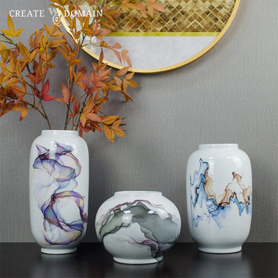 彩色祥云新中式陶瓷花瓶摆件样板间家具城会所酒店售楼部软装饰品,模玩/动漫/周边/娃圈三坑/桌游,文化/体育周边,淘宝优惠券,粉丝福利购,淘宝优惠卷
