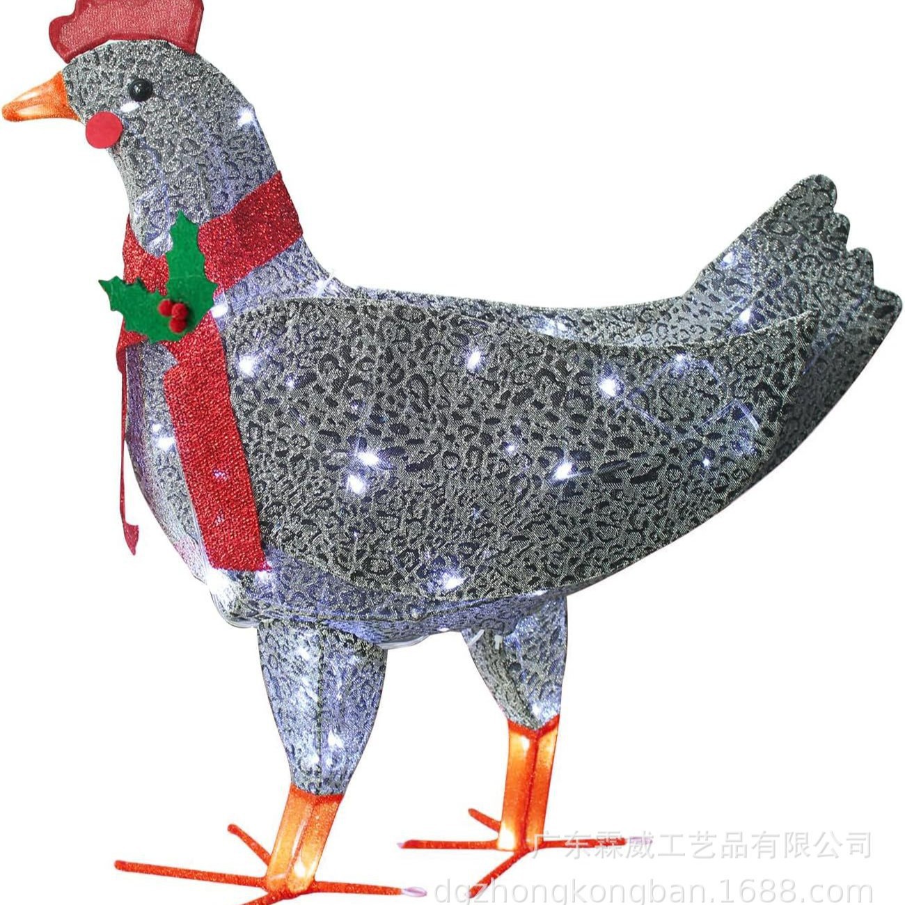 跨境爆款圣诞节新款发光防水黑鸡庭院室内圣诞节装饰圣诞氛围摆具
