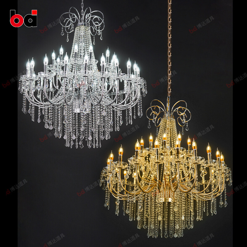 复式楼客厅水晶大吊灯欧式别墅餐厅卧室灯酒店婚庆宴会厅工程灯具