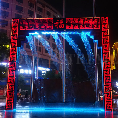 大型户外水幕秋千雨幕秋千数字水帘循环流水大型互动道具厂家