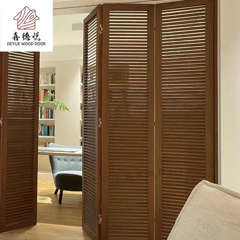 南京厂家生产折叠门书房厨房复古风四扇双开门折叠门