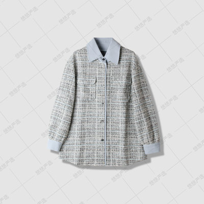 【悠悠粉丝专享】小香风拼接设计早秋衬衫上衣26新款通勤百搭外套