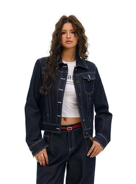 Vone SheeE 美式复古极简牛仔外套女秋冬季宽松百搭辣妹上衣穿搭