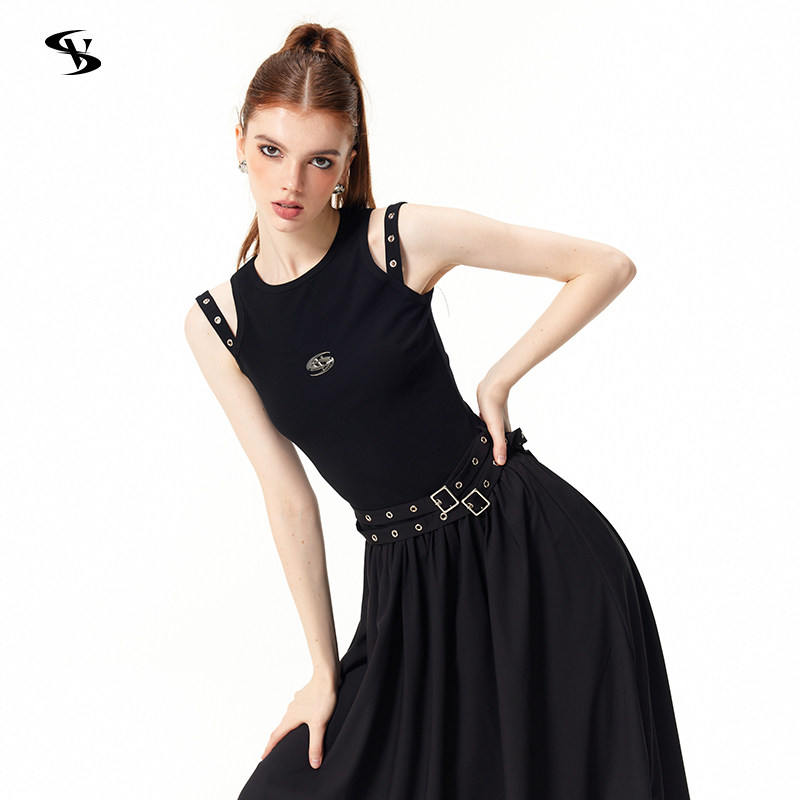 【昕怡专享】设计感小众小香风裙子夏季女修身长裙黑色连衣裙背心,女装/女士精品,连衣裙,淘宝优惠券,粉丝福利购,淘宝优惠卷