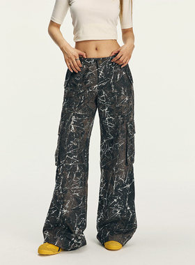 Vone SheeE 美式复古迷彩工装裤女款2025早秋新款慵懒松弛感裤子