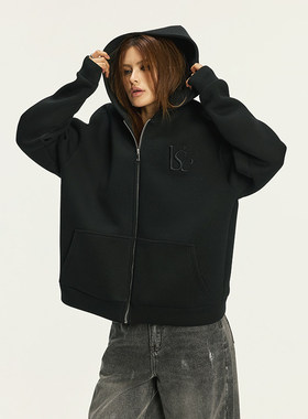 Vone SheeE加厚黑色宽松运动美式卫衣连帽外套女2025辣妹穿搭上衣